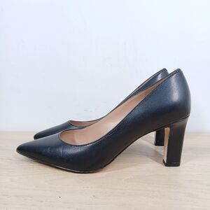 Cole Haan Grand360 Black Leather Pointed Toe Block Heel Pumps 185